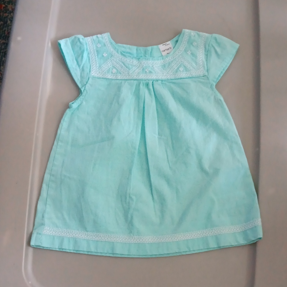 Carter's mint shirt with white stitching
